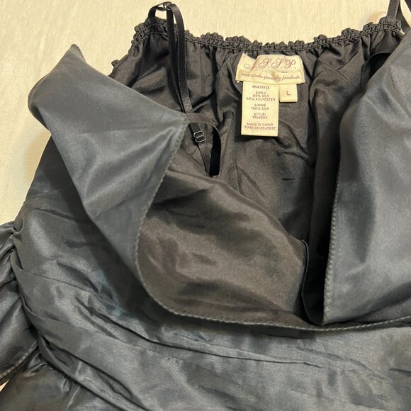 M.S.S.P. Dark Navy Silk Blend Fit&Flare Spaghetti Strap Dress L V-Neck Cocktail - Picture 8 of 14